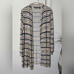 Lands' End Medium Open Front Duster Multi Color Jersey BOHO Chic
